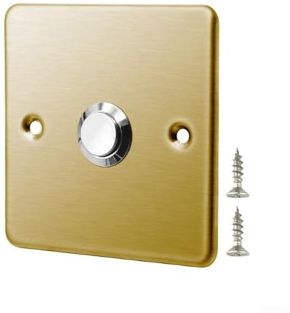 Stainless Steel Doorbell Panel, Switch Doorbell Panel with Button, Wall Mounted Doorbell Push Button Automatic Reset Switch(Gold Color)