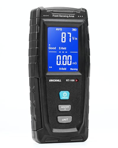 ERICKHILL RT100 EMF-Messgerät Strahlungsdetektor für elektromagnetische Felder, LCD-EMF-Detektor, TYPE-C Ladeanschluss, geeignet für die EMF-Inspektion von Haushaltsgeräten, im Freien und in Büros
