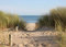 VLIES Fototapete-DÜNEN-(460Pr)-350x260 cm-Meer Gras Strand Küste Brücke Steg Ostsee Nordsee Wandbild