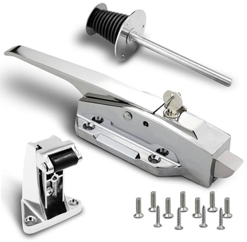 Preruner Freezer Door latches, 0058 Safeguard Radial Latch Complete Latch Kit, Walk in Cooler Door Handle, Offset -1/8 in to 1/4 in(Flush) and 5.9 Solid Metal Interior Release Handle, with Key