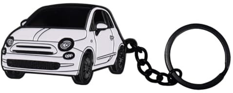 BIHEE Auto Schlüsselanhänger Mini Anhänger Kompatibel mit 500 Schönes Geschenk Metall Schlüsselanhänger für Autoschlüssel, Auto Dekorationen, Männer, Frauen, Weiß