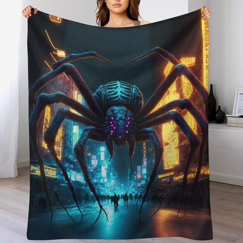 Fleecedecke Riesenspinne, Kuschelweiche Flauschige Fleece Decke Für Couch, Sofa, Bett, Verdickte Warme Decke, Plüsch-Mikrofaserschläfchendecke,（140×180cm）