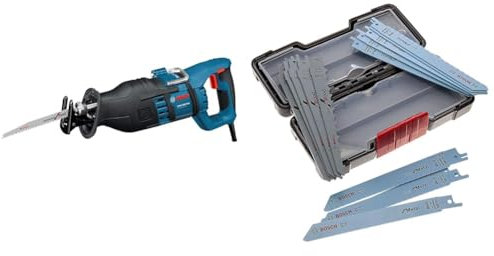 Bosch Professional scie sabre GSA 1300 PCE (profondeur de coupe maxi : 230 mm, avec SDS et constante électronique, 2 lames) + Set de 15 Lames - Wood and Metal basic