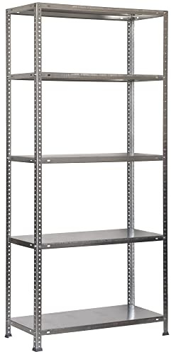 PROREGAL Schraubregal Panda Tall | HxBxT 200x100x30cm | 5 Fachböden | Fachlast 75kg | Verzinkt | Schwerlastregal Lagerregal Garagenregal