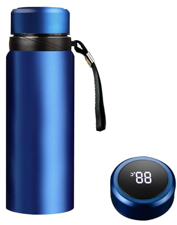 50 oz Smart Water Bottles with Digital Temperature Display Coffee Tea Infuser Bottle LED Thermal Cup Double Walled Vacuum Insulated Stainless Steel Flask Leak Proof Travel Mug Keep Warm (blue)