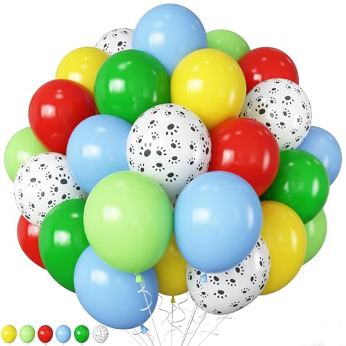 HILAVO Luftballons Blau Gelb Rot Grün, 12 Zoll Toy Inspiriert Story Regenbogen Bunt Party Latex Ballons mit Paw Helium Ballon Set für Kinder Junge Story Karneval Geburtstag Baby Shower Party Deko