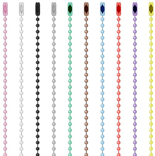 100 Stück Bunte Kugelkette, Metall Kette Für Schlüsselanhänger, Hängekette mit Verbindern, Kugelkettenverbinder für Schmuckherstellung Halsketten Armbänder Schlüsselanhänger, Hängende Ornamente