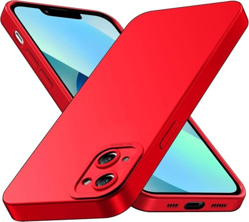 AURSTORE iPhone 13 Hülle, Kompatibel Mit Handyhülle iPhone 13 6,1 Zoll, Silikon weich Anti-Kratzt, Schutzhülle Cover Stoßfest (Rot)