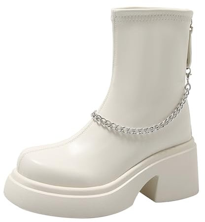 Generico Stivali da Donna Bassi, Stivaletti da Donna Morbidi Eleganti, Scarponcini Comoda Boots Corti Vintage Stivali Elasticizzati Donna Curvy Classici Neri Stivali Donna