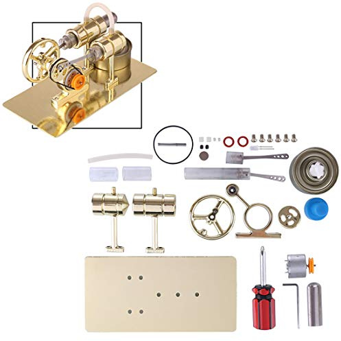 PizazzToy Stirling Engine Model Kit, 2025 DIY Assembly Stirling Engine Generator Model, Science Experiment Educational Kit