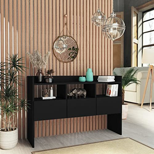 Xichuzi Aparador, Aparadores para Salon, Mueble Auxiliar Salón, Aparador Cocina, Muebles De Salon, Mueble Aparador, de aglomerado Negro 105x30x70 cm