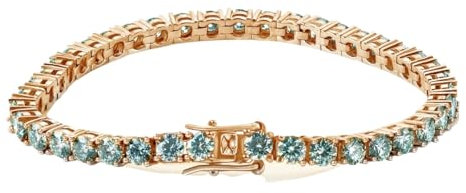 LOEXZAH Braccialetto tennis in moissanite verde, per donne e uomini, braccialetto tennis placcato in oro rosa da 3 mm, bracciale tennis da uomo con diamanti regalo di compleanno (oro rosa, 22 cm,