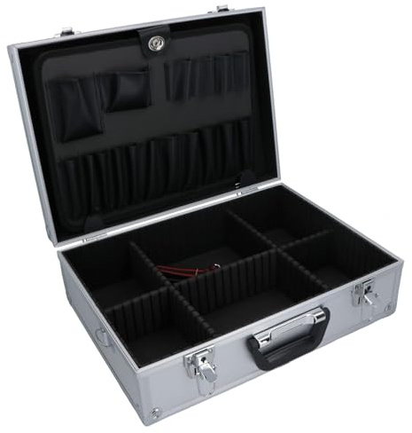 Aluminium Tool Case Box Storage Holder Organiser with Handle + Shoulder Strap