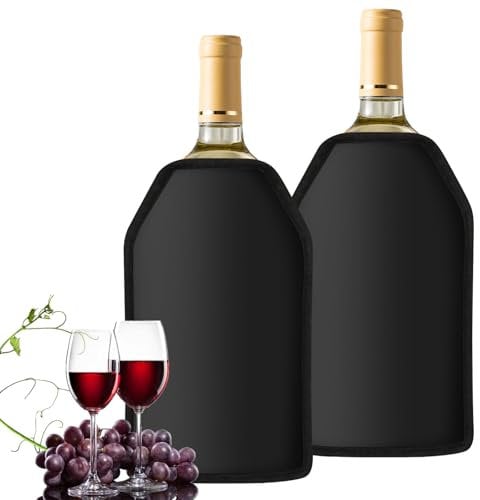 Weinkühler Manschette, 2 Stück Kühlmanschette Wein, Flaschenkühler, Champagner Kühler, Flaschenkühler für unterwegs - Weinmanschette, Weinflaschenkühler (Schwarz)