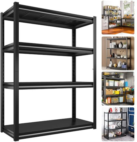 Garagenregale, Garage-Metallregale, höhenverstellbare schraubenlose Heavy-Duty-Regale, Heavy-Duty 100kg Kapazität pro Regal, für Lager, Werkstatt, Büro, Küche, Schwarz (160 x 80 x 40 cm)