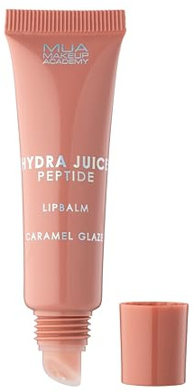 MUA Hydra Juice Peptide Lip Balm, Caramel Glaze (Pack of 1) | Nude Tone with a Caramel Scent, Hydrating Formula with Vitamin E, Vegan & Cruelty Free