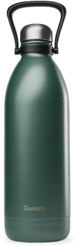 Qwetch - Bouteille Isotherme TITAN ROC 2L Green Army - Ultra Résistante avec Revêtement Anti-Rayures - 48h Froid / 16h Chaud - Étanche, Lavable au Lave-Vaisselle - Gourde Inox avec Poignée
