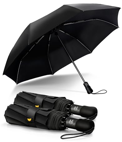 Chakipee Kompakter Reise Regenschirm Groß Sturmfest – Automatik Taschenschirm für Herren und Damen