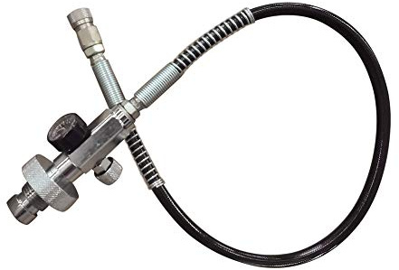 Bdneygtyr Hochdruck Fülladapter, G5/8 Air Refill Adapter mit Manometer 4500PSI, Füllstation Adapter für Paintball/Tauchflaschen/Pressluft, inkl. Druckminderventil & 60cm Schlauch (Silber)