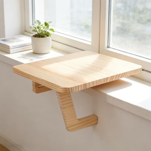 URCheers Support pour plantes en bois pour rebord de fenêtre, 30 x 30 cm, étagère flottante, étagère suspendue, étagère, rebord de fenêtre, convient pour les petites plantes en pot ou les objets
