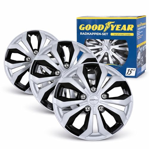 Goodyear SR Radkappen Acapulco 15 Bicolor - Set 4 Stück - Universal Radkappen - Sportliches Design - Einfache Montage