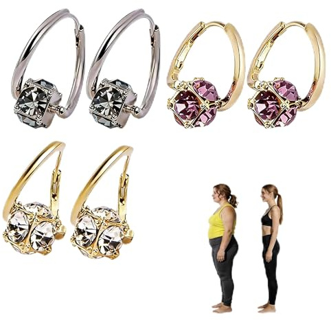 3 Paar Magnet Ohrringe Damen Germanium Ohrringe Damen Exquisites Stilvolles Design Reguliert Das Magnetfeld Lindert Angstzustände Dauerhaft Geeignet Für Den Alltag Und Zum Ausgehen(Grau Weiß Lila)