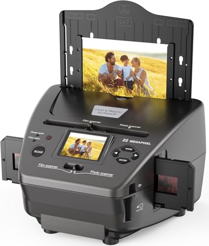 DigitPro Diascanner für Dias, Negative und 35mm/135 Film, Multiscanner | 22 MP JPG, 4 GB SD-Karte, 2,4-Zoll-LCD, USB für Windows & Mac, Fotoscanner, Negativscanner, kein PC nötig