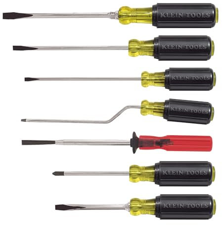 Klein Tools 85077 Screwdriver Set, Made in USA, Multi-Application Screwdriver Kit with Cushion-Grip Handles and Tip-Ident, 7-Piece