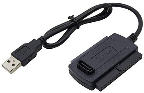 JINHEZO Câble adaptateur USB 2.0 vers SATA + IDE (2,5/3,5/5,2), noir