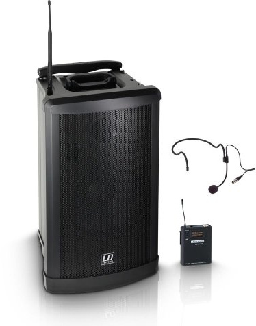 LD Systems Roadman 102 HS - Mobiler PA Lautsprecher mit Headset Mikrofon und Taschensender, 863-865 MHz, schwarz