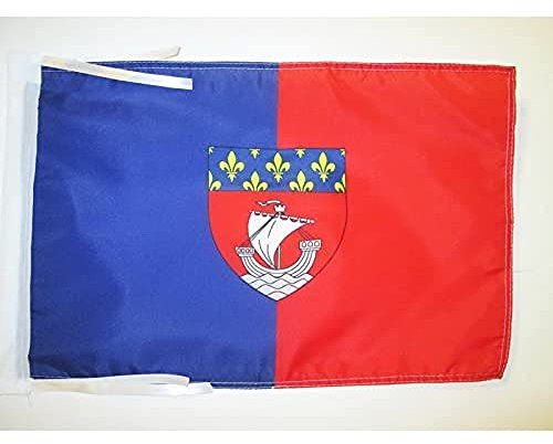 AZ FLAG - Drapeau Département de Paris - 45x30 cm - Pavillon Seine 100% Polyester Avec Deux Cordelettes - 20g
