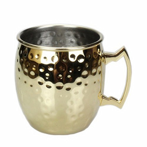 ZNYSTAR Moscow Mule Kupfer Becher Trinkbecher Kupfer Tasse Mule Becher (530ML Stanze den Becher Gold)