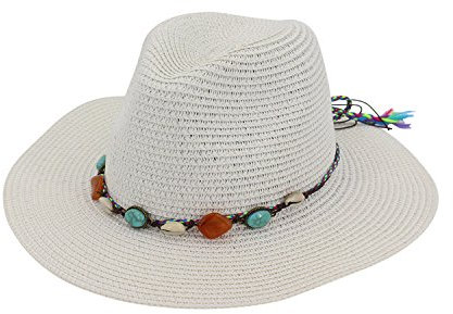 Petalum Chapeau de Soleil Melon de Paille Chic Anti UV Capeline Panama Lacet Pierre Eté