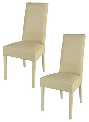 t m c s Tommychairs - 2er Set Moderne Stühle Luisa für Küche und Esszimmer, robuste Struktur aus lackiertem Buchenholz Farbe Sand, Gepolstert und mit Kunstleder in der Farbe Sand bezogen