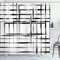 ABAKUHAUS Moderne Kunst Duschvorhang, Abstrakte Kunst Geometrische, Stoffliches Gewebe Badezimmerdekorationsset mit Haken, 175 x 180 cm, Schwarz Weiß