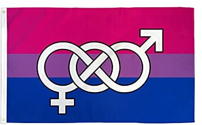 AZ FLAG - Bandera Bisexual Con Simbolo - 150x90 cm - Bandera Bisexualidad 100% Poliéster Con Ojales de Metal integrados - 110g - Colores Vivos Y Resistente A La Decoloración