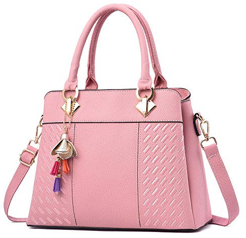 KEEPOP Borse da donna Satchel Borse da donna Designer Top Grip Tote Bag PU Pelle, rosa chiaro., 1