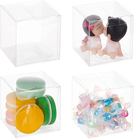 BENECREAT 50 STÜCKE 7x7x7 cm Klare Würfel Hochzeitsbevorzugungskästen PVC Transparente Würfel Geschenkboxen für Schmuck Speicher Display, Hochzeit, Valentinstag