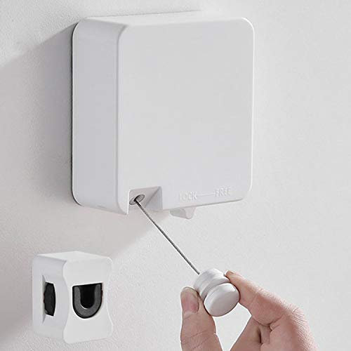 ZNKZJ Cuerda Retractable para Interiores,Tendedero Línea de Lavado de Ropa retráctil automática de 6 Metros,tendederos Invisibles 304 para Ropa Fresca de Alambre Fuerte, 2 Estilos,White