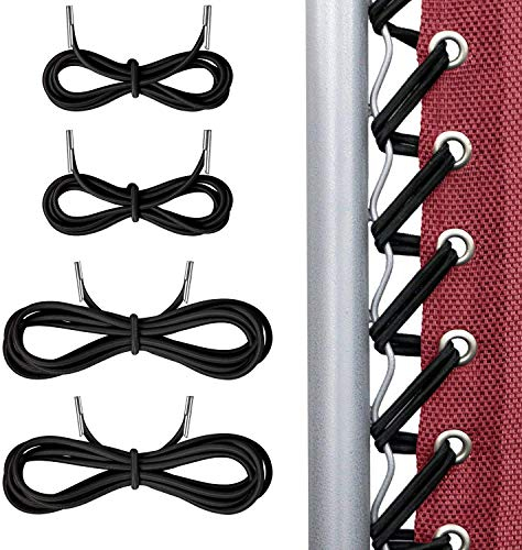 Maius Ersatzschnur für Zero Gravity Stuhl, 4er-Pack, Universal-Ersatz-Elastikschnüre, Reparatur-Werkzeug-Set für Sonnenliegen, Gartenstühle, Outdoor-Liegestuhl, Bungee-Stühle, Schwarz
