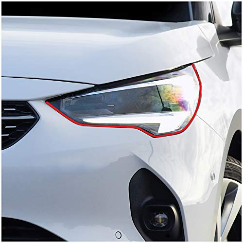 Devil Eye® Scheinwerferfolie rot Zierstreifen Dekor Dekorleiste Folie Flexibel für Scheinwerfer Kfz Auto Zubehör Selbstklebend KX004 (Kompatibel mit Opel Astra K ab 2015)
