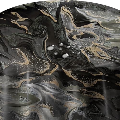 Wachstuch Wachstischdecke Tischdecke Größe und Muster wählbar Ebru Art Aquarell Grau Schwarz Oval 130 x 180 cm abwaschbar Gartentischdecke
