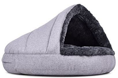 Mypado Shell Hundehöhle mit Kuschelfell und Dachstabilisierung, M