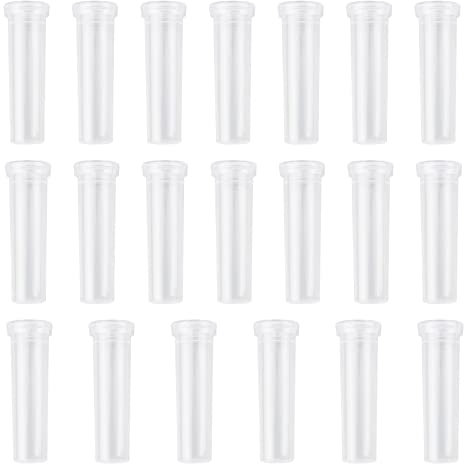 WANDIC Tubos de Agua de Flores, 20 pieza de Tubos Florales Transparentes Grandes Blancos Viales de Flores de Plástico con Tapas para la Conservación de Hortensias de Girasol Decoración Fresca, 10.8 cm