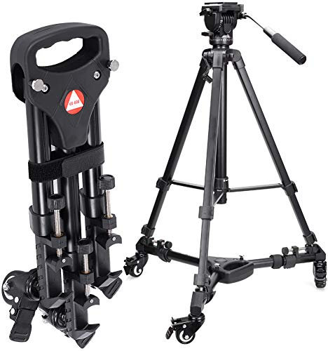 VX-600 Carrello per Treppiede per Fotografia, 3 Ruote per Carrello per Treppiede Pieghevoli Supporti per Gambe Regolabili Supporti Compatibili per Fotocamere Videocamere e Apparecchiature di Illuminaz