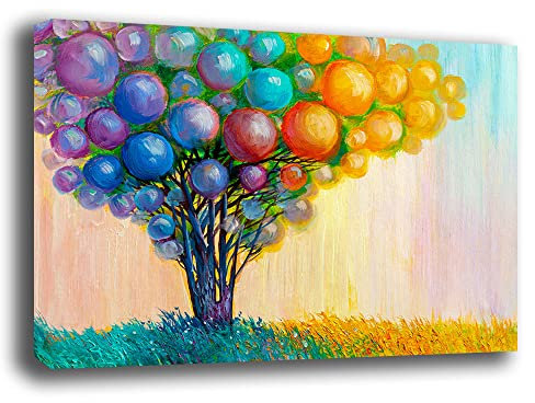 Quadro Moderno ALBERO della VITA Colori palloncini Astratto Quadri moderni soggiorno da Parete XXL grande Stampa tela Canvas Decorazione Murale muro Arredo Camera letto Cucina (30x40 cm, 10)