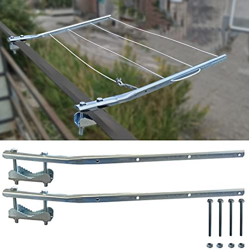 parpyon® Bracci Stendibiancheria da balcone esterno, Tubi Stendibiancheria per ringhiera in Acciaio per filo per stendere il bucato prodotto 100% Italiano (Fisso, Acciaio Zincato)