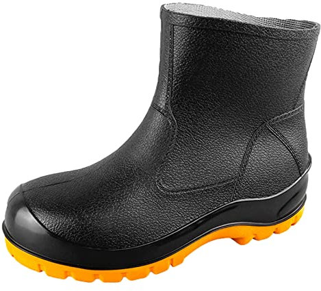 Stivali Antinfortunistici da Uomo Stivali da Lavoro Industriali Antiscivolo con Puntale in Acciaio Impermeabile,Nero,43 EU