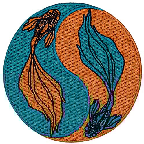 Ying Yang Koi Fish Patch Embroidered Applique Badge Iron On Sew On Emblem