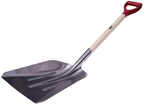 Amig - Pala Jardin Cuadrada - Pala con Hoja de Aluminio y Mango de Madera para Cavar y Remover Tierra - Herramientas para huerto y Jardineria en acabado Plata- Medidas: 110cm.